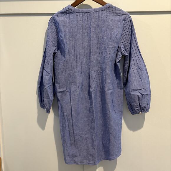 Vineyard Vines Tunic Dress Womens Extra Small Blue Cotton Linen Pintuck Boho XS - Picture 7 of 12